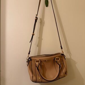 Steve Madden Tan Crossbody Satchel with Gold Hardware